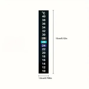 Zelfklevende thermometer voor fermentatiepotten met temperatuurbereik van 10 tot 40 °C, geschikt voor melkkefir en waterkefir.